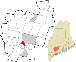 Kennebec County Maine incorporated and unincorporated areas Hallowell highlighted